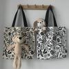 Trendy Large-Capacity Graffiti Bear Canvas Tote Bag 
