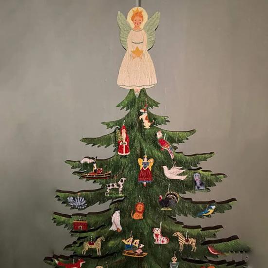 10-дюймовая деревянная мини-рождественская елка ручной работы, 3D рождественская елка, настольное украшение, с ангелом-верхушкой для украшения дома, офиса, каминной полки