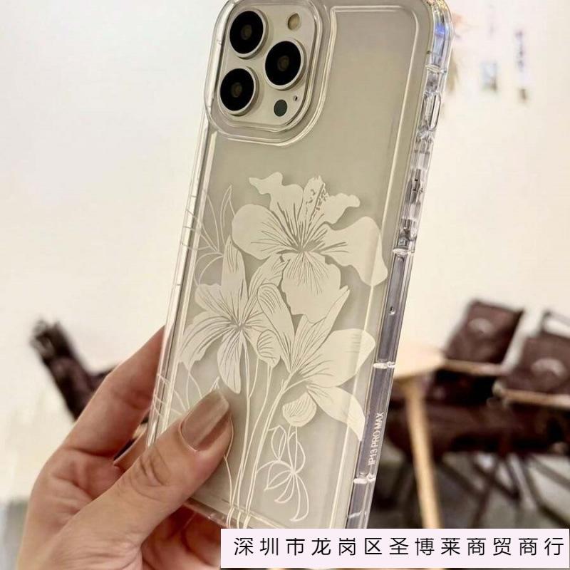 Белый цветок для iPhone16 подушка безопасности 15 Apple 14 чехол для мобильного телефона 13promax прозрачный 12 продвинутый 11 взрыв