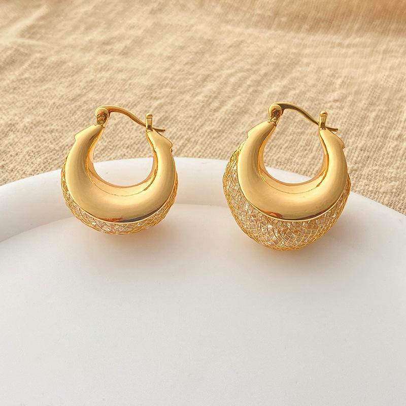 Vintage Crystal Zircon Copper Plated 18k Gold Ear Buckles Women S Earrings