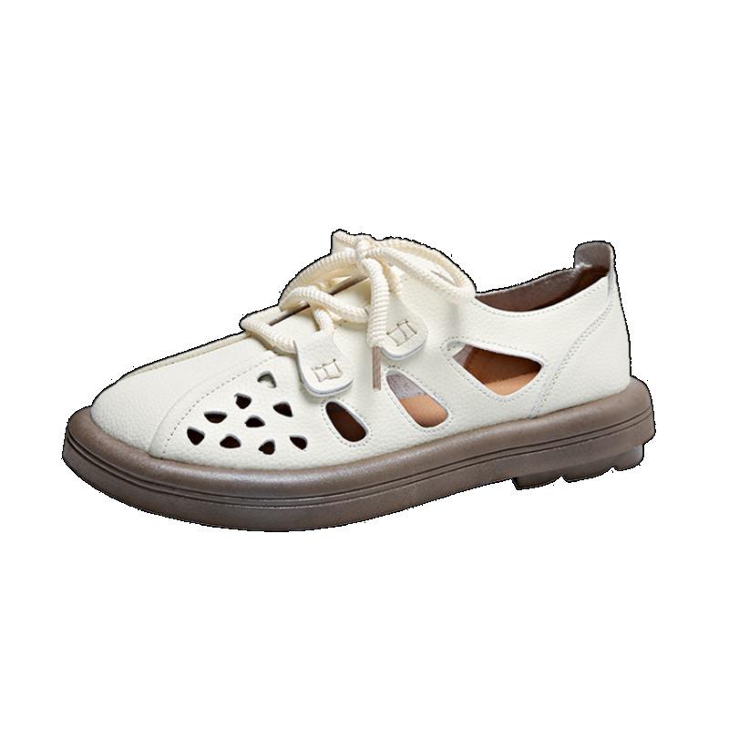 Fashion Women Sandals Summer Shoes Women Genuine Leather Covered Toe Soft Casual Walking Platform Sandals Desiger Shoes Sandalias Mujer