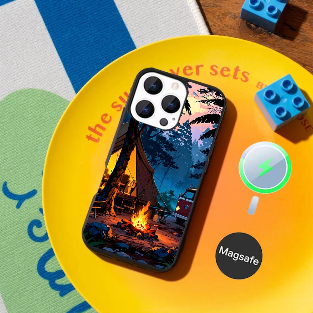 Outdoor Campings Phone Case For iPhone 17,16,15,14,13,12,11,Pro,Max,Plus,Mini,SE4,E Magnetic Magsafe Wireless Charging