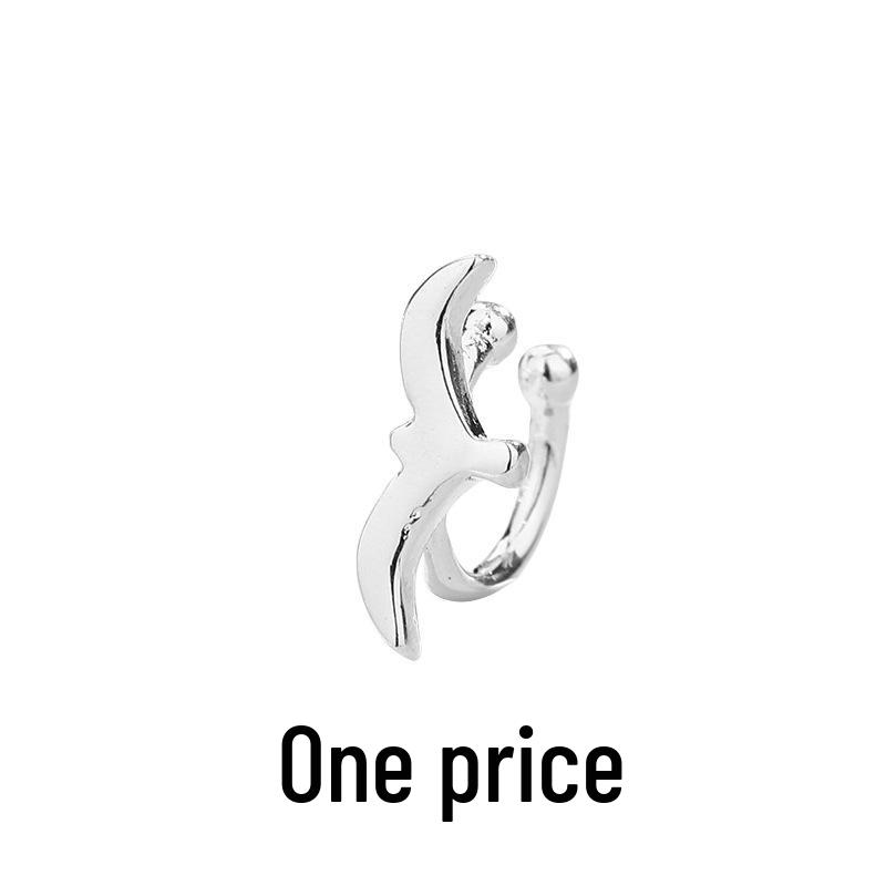 Асимметричный клипс-серьга "Чайка" - Без прокола, Минималистичный стиль Серьга-кафф "Ласточка" для хряща уха