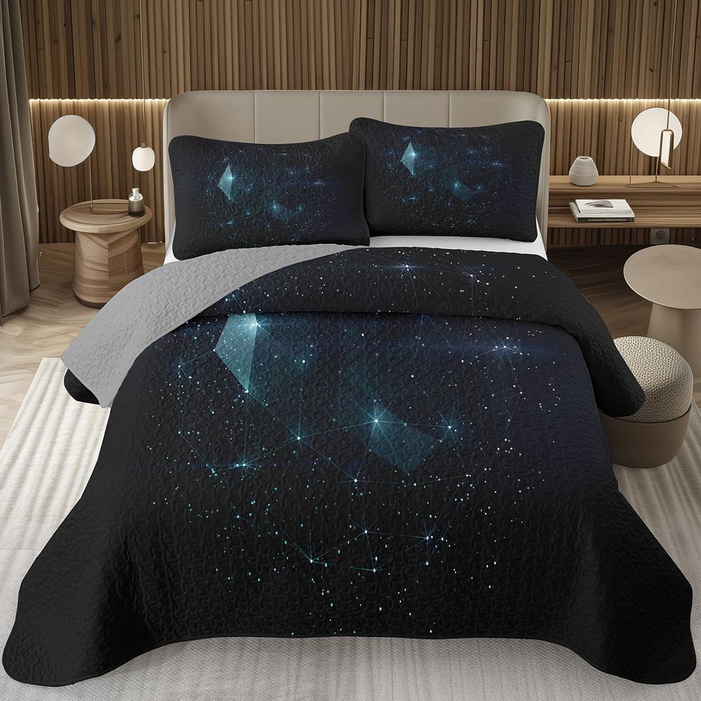 Rainbow Line Twin Queen Bedspread Colorful Abstract Geometric Quilted Bedding Set Bohemian Geometric Reversible Printed Coverlet