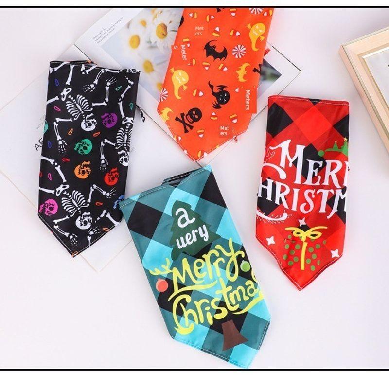 Thanksgiving Pet Supplies Dog Saliva Towel Christmas Pet Triangular Scarf Halloween Dogs and Cats Bib Bib