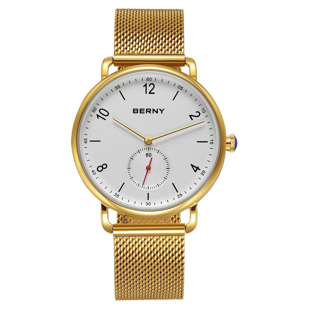 BERNY Quartz Men's Watch Top Quality 316L Stainless Steel Slim Case Fashion Couple's Wristwatch Simple Casual Men/Women Watches