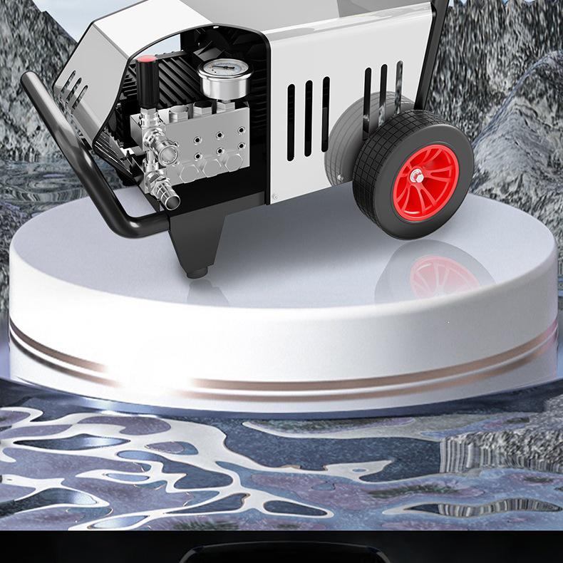 Commercial High-Pressure Stainless Steel Car Washer for Heavy Oil Stains - Alkali Resistant, Anti-Corrosion, Hot Water Compatible Machine.