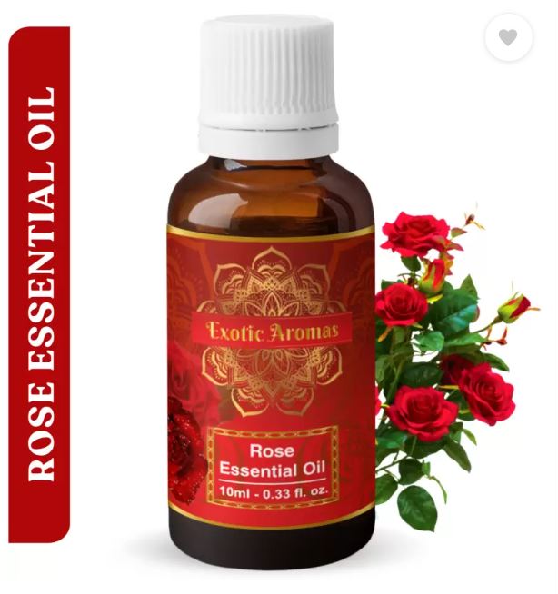 Pack 2 Exotic Aromas Rose Essential Oil, 100% Pure and Natural, For Aromatherapy , Skin & Hair (10 Ml X 2)