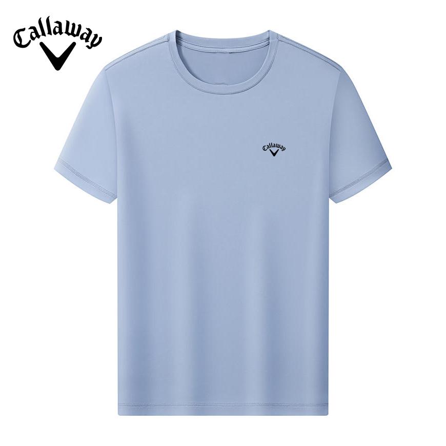 Callaway Футболка 2025 года, летняя, высококачественная, с вышивкой, в спортивном стиле, однотонная, с круглым вырезом и короткими рукавами