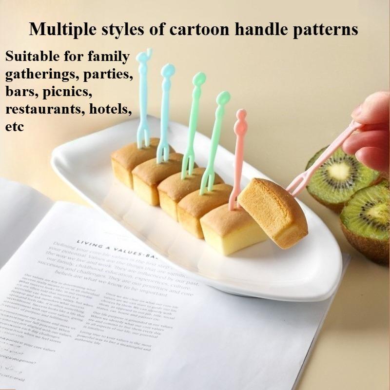 50pc Cartoon Fruit Fork Cute Animal Bento Box Decoration Fork Cake Dessert Fork Mini Cartoon Toothpick Children Lunch Accessorie