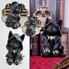 New Cat Statue Witch Grim Reaper Decorative Resin Black Cloak Grim Reaper Feline Micro Decor Garden Home Office