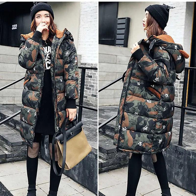 Printing Winter  New Plus Size Padded Cold-Proof Warm Coat Medium Long High-Grade Ladies Down Cotton-Padded Jacket