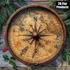 Винтажный морской компас Настенный декор Алюминиевая металлическая арт-пластина Круглая 8x8 дюймов Детальная карта Украшение для дома и офиса