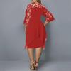 Женское шифоновое платье больших размеров с кружевной отделкой, рукавом 3/4 и неровным подолом в европейском и американском стиле