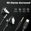 Проводные наушники USB Type C 9D HiFi Surround Stereo с регулятором громкости микрофоном 3,5 мм проводные наушники-вкладыши для ПК ноутбука смартфона