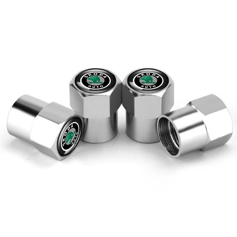 JKFB8 New Sports Aluminum Wheels  Tire Valve Caps For Skoda Kylaq Elroq Octavia Enyaq Kamiq Scala Rapid Superb Karoq Fabia Accessories