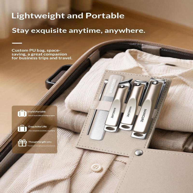 Easy Storage Nail Clippers Set 5/10 PCS Rotating Leather Bag Pro Trimmer for Manicure Pedicure Foot Nail Care