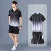 Summer Sportswear Men Gradient Printed Badminton Set Outdoor Running T-shirt and Shorts Comfortable and Breathable Clothing
