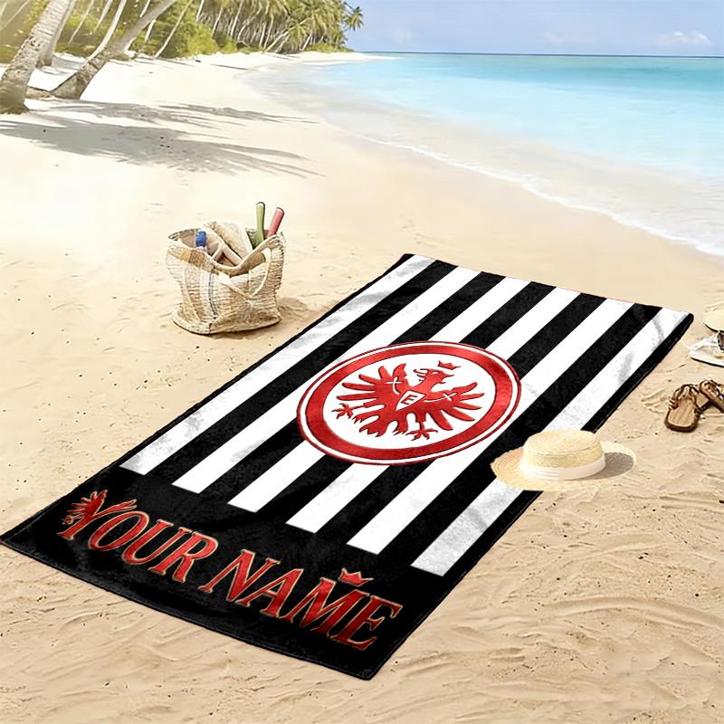 Name Custom Eintracht Frankfurt logo Print Beach Towel, Large Soft Quick Dry Towel for Beach Camping Swimming