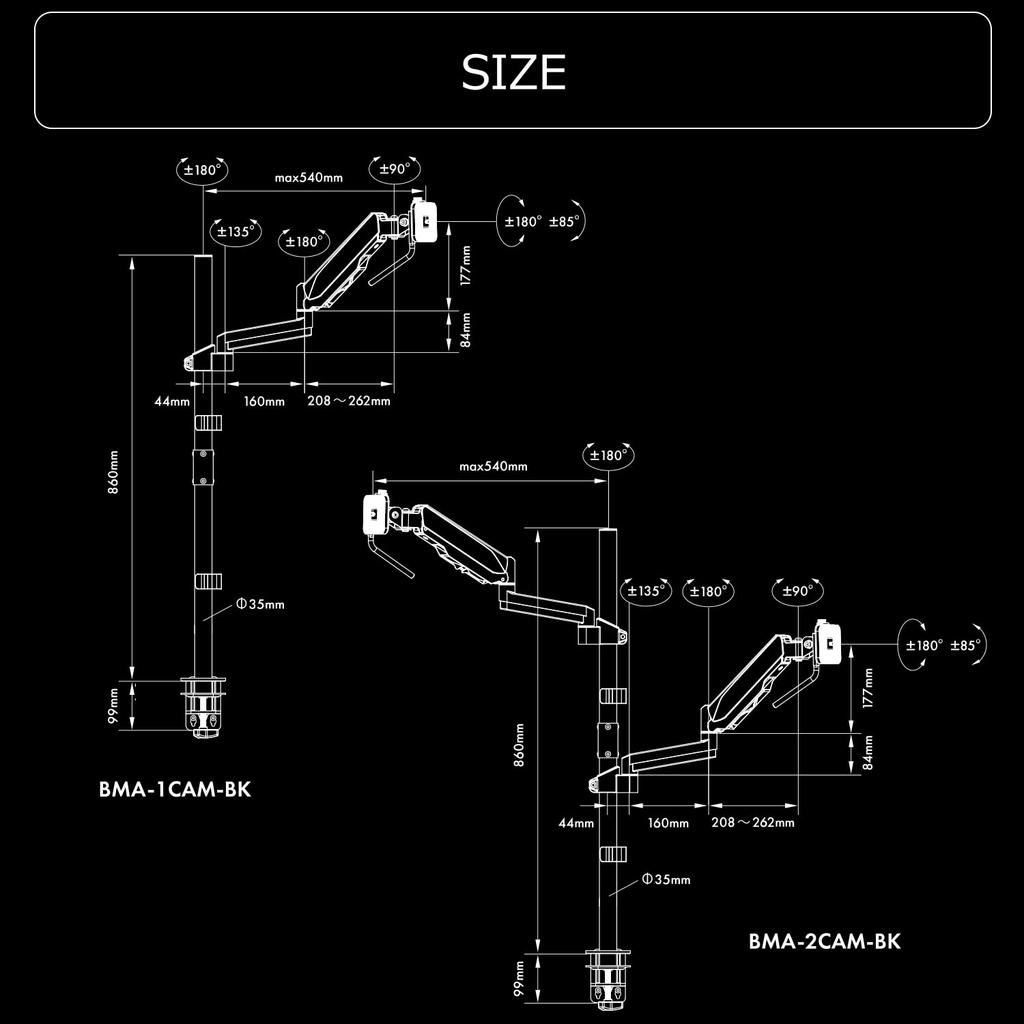 Bauhutte Arm Camera Arm for Streamers Camera Stand Show Your Face with a Camera Compatible with Distribution Camera Reflex Camera Clamp Fixed Type
