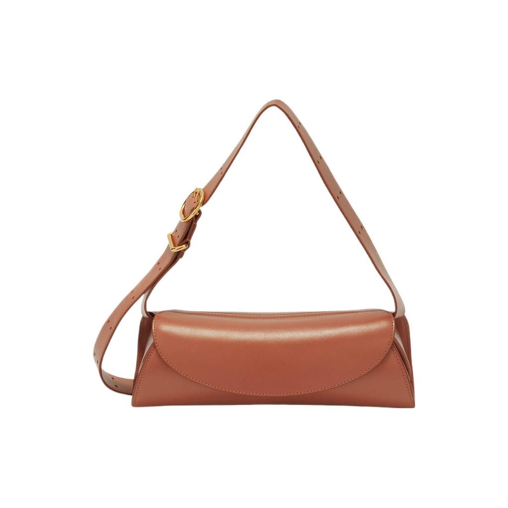 Jil Sander Cannolo Series Adjustable Shoulder Strap Magnetic Button Closure Leather Tote Shoulder Bag Women handbags Brown J07WD0023P4840904