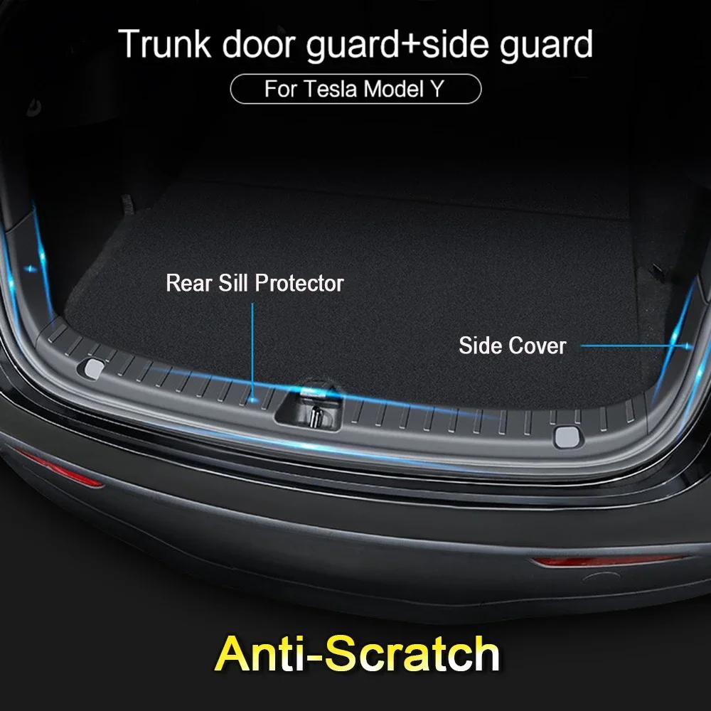 For Tesla Model Y Trunk Sill Protector Premium TPE Rubber Boot Bumper Guards with ABS Sides Bar Fender Cover for Enhanced amagi
