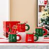 Creative Cartoon Christmas Ceramic Cup Contrasting Color Mug Christmas Couple Cup with Lid Spoon Household Water Cup Girl