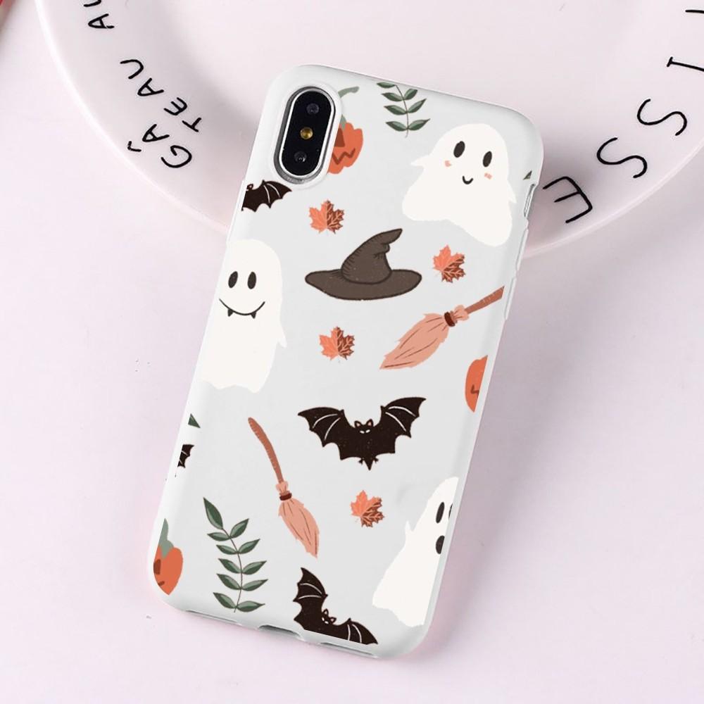 Хэллоуинская подставка для мыши для iPhone 14 11 12 13 Mini Pro Xs Max 8 7 6 6S Plus X XR Сплошной чехол конфетного цвета