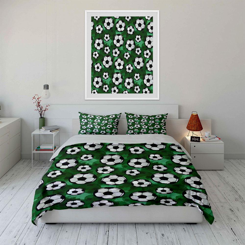 "Green Soccer Ball Bedding Set" Bedding Duvet Cover Set Duvet Cover Pillowcases (1 * Duvet Cover 2 * Pillowcases, without duvet insert)