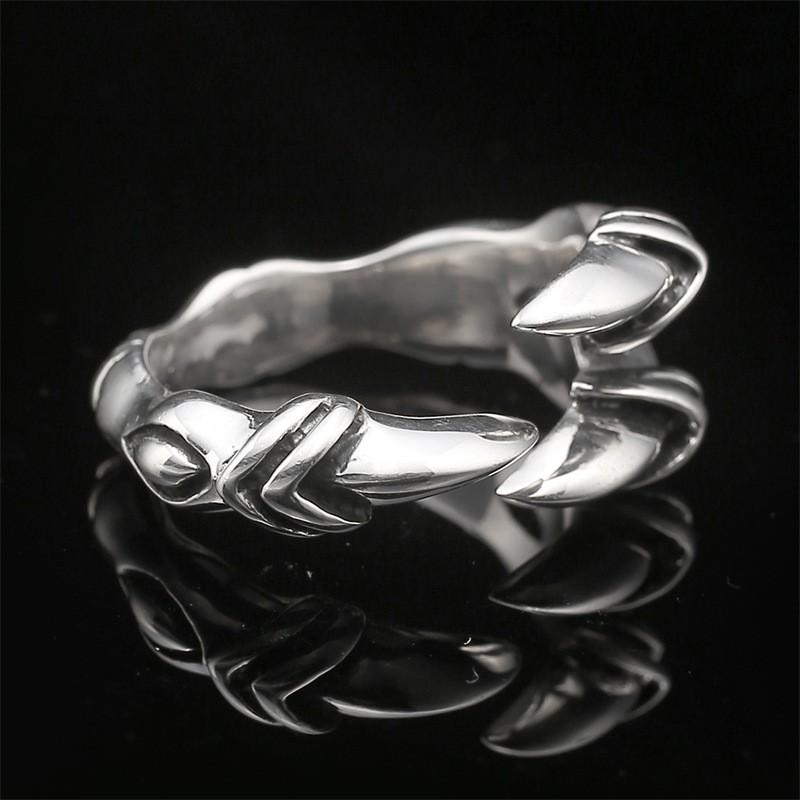 Adjustable Vintage Wolf Tooth Claw Ring In Sterling Men Women Retro Geometric Open Finger