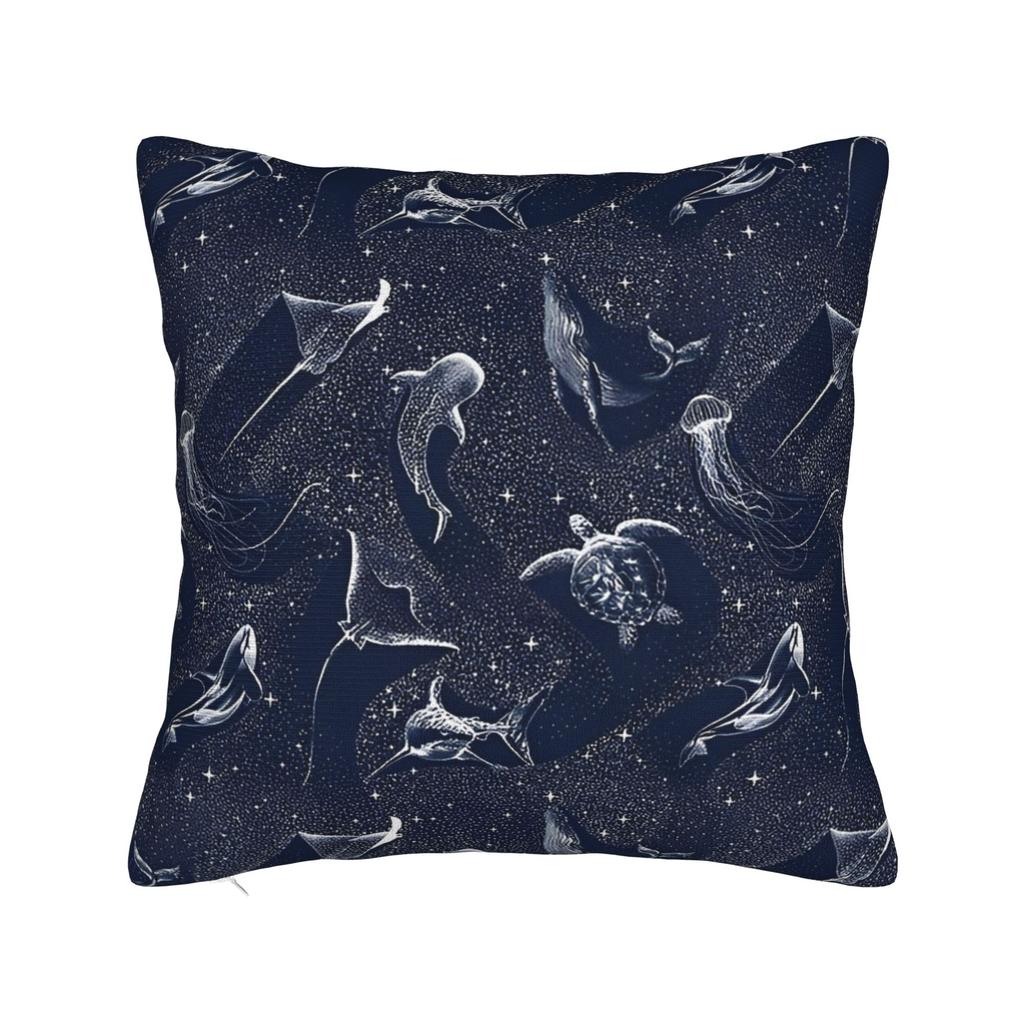 Голова молотка   Чехол для декоративной подушки Полиэстер Подушки для дивана Звездные китовые акулы Винтажный наволочка