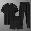 Summer Sports Suit Plus Ice Silk Quick Drying Sports and Leisure Suit Short Sleeved Three Piece Set Men's Clothing