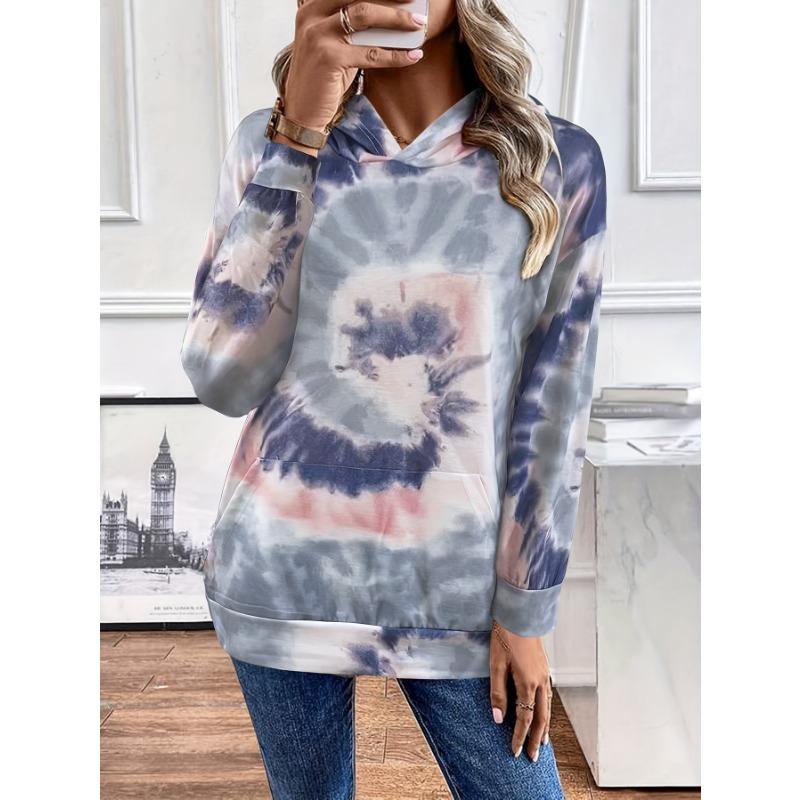 Толстовка с капюшоном Tie Dye, повседневная толстовка с капюшоном с длинным рукавом, женская одежда