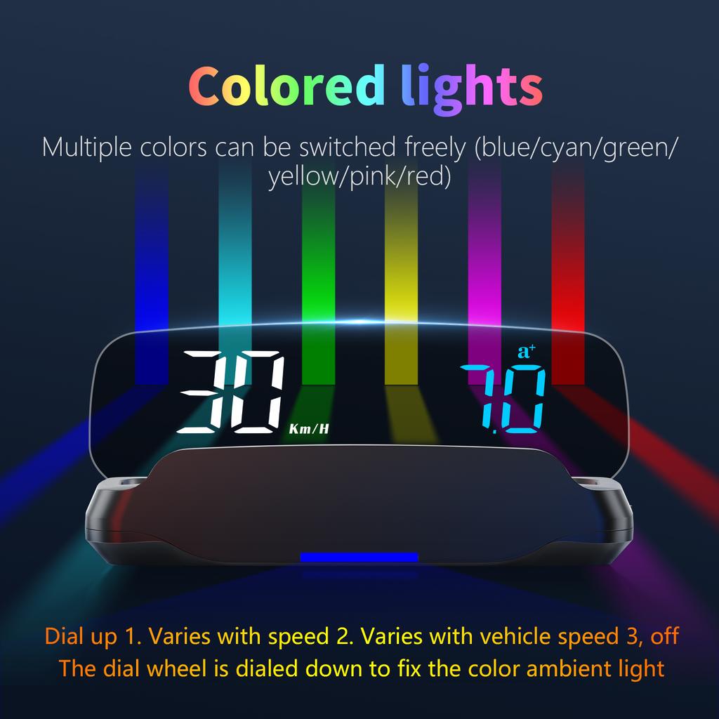 C7B Car HUD OBD2 Head Up Display Автомобильная электроника Проектор на лобовое стекло Спидометр Расход топлива Температура воды Напряжение Сигнализация Датчик