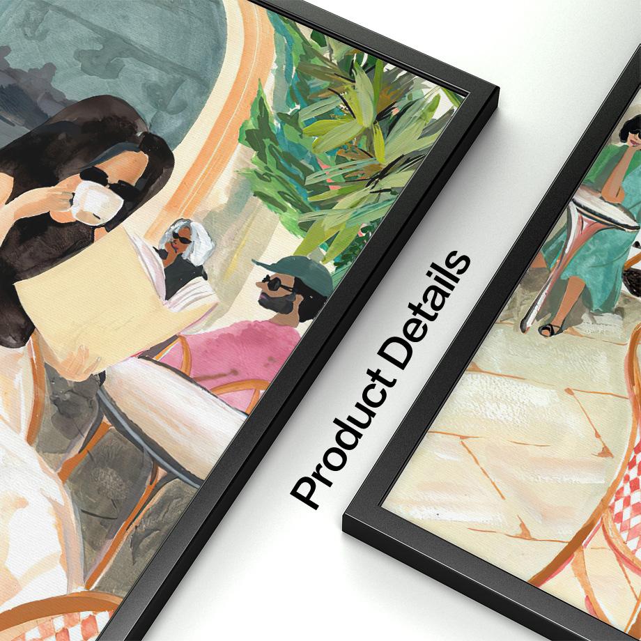 Путешествия Пейзаж Настенное Искусство Кофе Женщина Чтение Бассейн Лист Холст Картина ПостерыПечать Картины Для Гостиной Интерьер Комнаты Декор