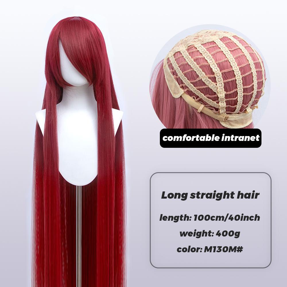 100cm Long Synthetic Cosplay Anime Wig Blonde Blue Red Pink Purple Hair For Party With Bangs Cosplay Wigs For Women
