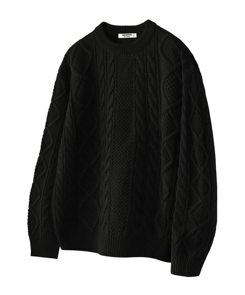 UNTAPPED STUDIO [2Pack] Oversized Aran Cable Round Knit 5 Colors