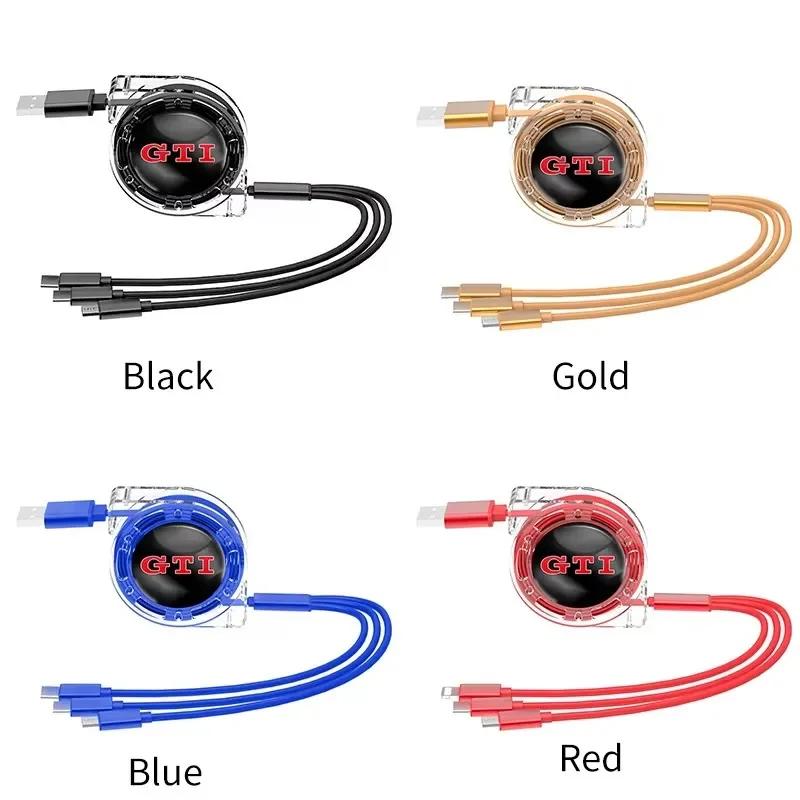 3 In 1 Fast Charging Cable Car Interior Accessories For VW R Line GTI Atlas Jetta Touareg Variant Golf Polo ID.7 ID.5 ID.4 ID.3 BGY1