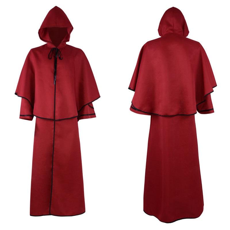 Halloween Medieval Hooded Cloak Vintage Wizard Robe Wizard Death Cloak Cosplay