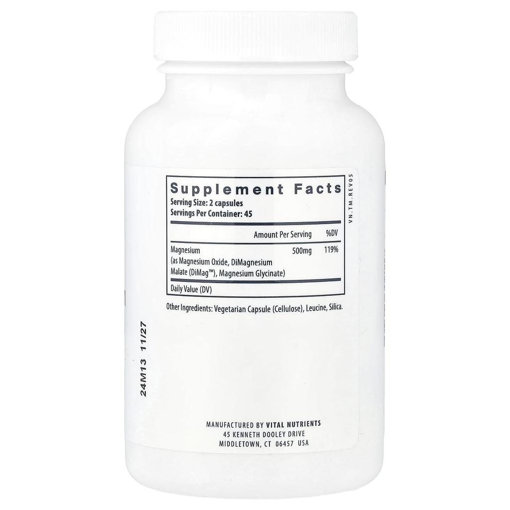 Triple Magnesium Complex, 500Mg, 90 Veggie Caps (250Mg per Capsule)