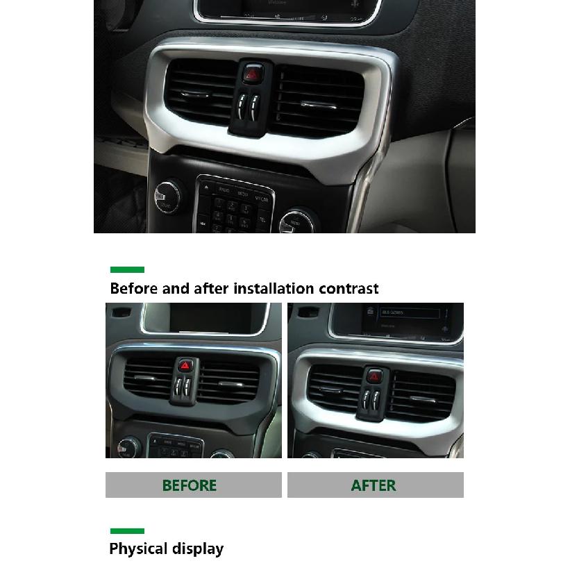 For Volvo V40 Interior Console Air Conditioning Outlet Decorative Cover Trim Stainless Steel Car Accessories Styling