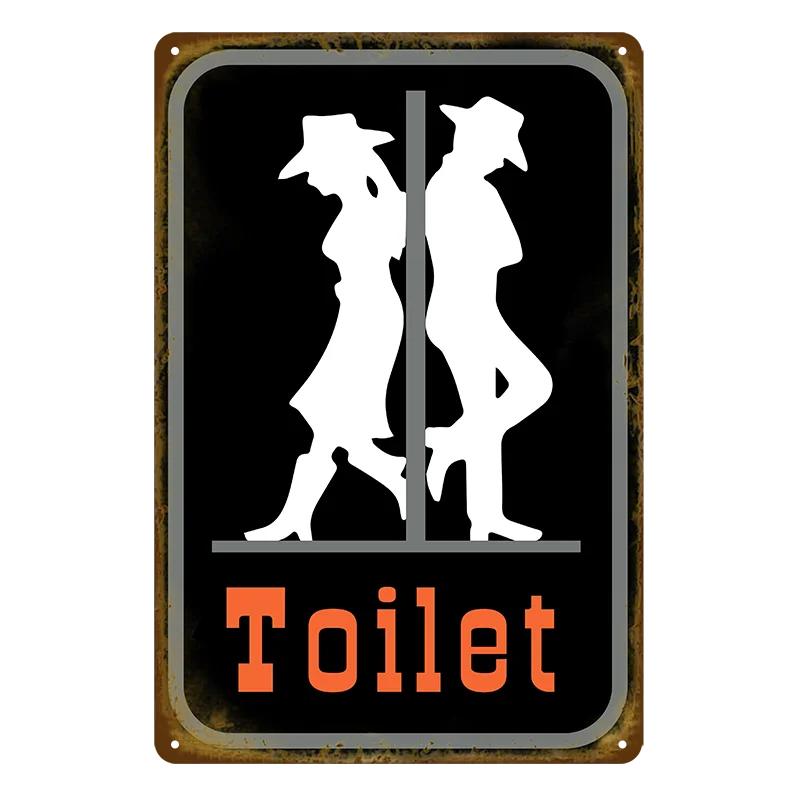 Мужчина Леди Смешной WC Знак Металлический Плакат Туалетная Тарелка Табличка KTV Бар Магазин Ванная Комната Декор Стены Фреска Домашнее Украшение 8 X 12 Дюймов
