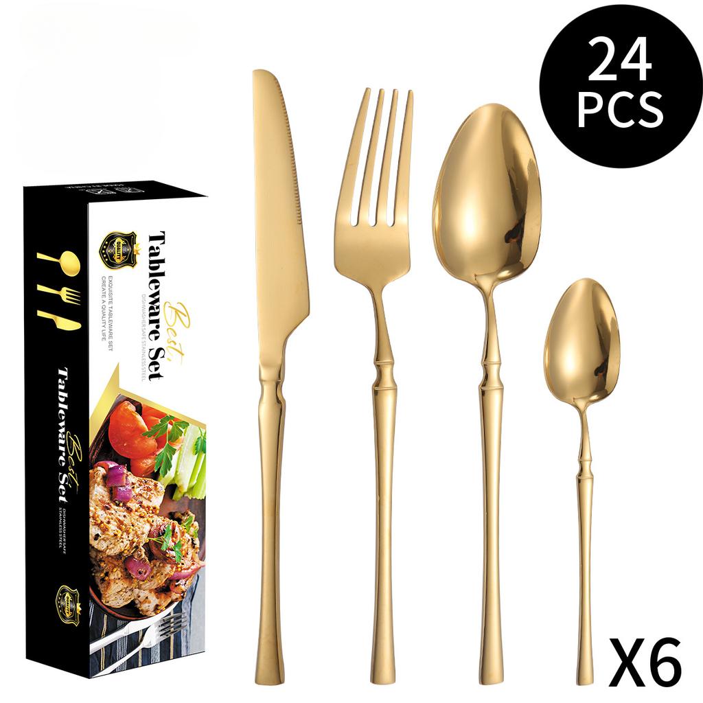 Новая креативная посуда из нержавеющей стали с небольшой талией, костюм из 24 предметов, костюм на 6 человек, костюм для западной еды, нож, вилка и ложка