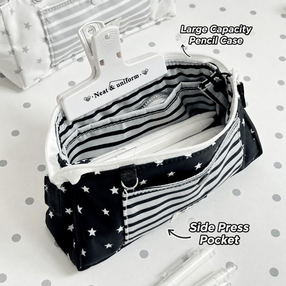 Multi-Layer Pencil Pouch Star Striped Print Stationery Storage Bag Stationery Pouch Back To School