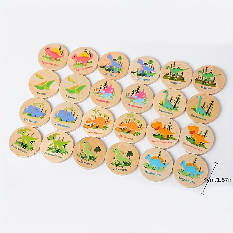 Wooden Dinosaur Match Memory Game for Kids Animal Memory Matching Cards Early Educational Toy for Pre-Kindergarten Kids Gifts