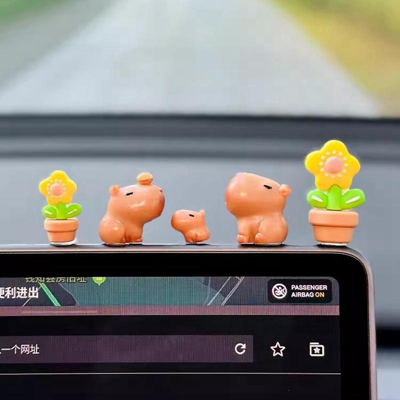 Мини Фигурка Капибары Украшение Настольные Аксессуары Украшение для Интерьера Автомобиля Смола Фигурка Миниатюрная Модель Животные Декор