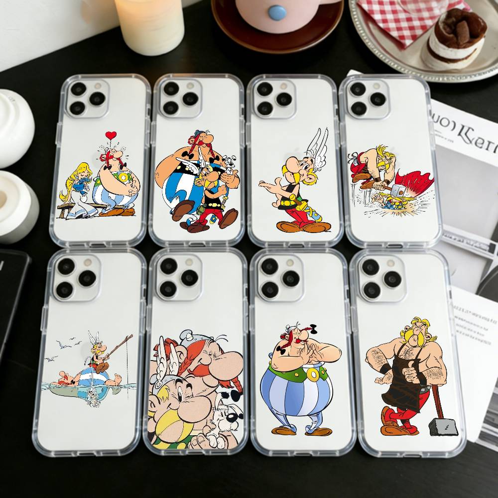 A-Asterix C-Cartoon O-Obelix Phone Case For iPhone 17 16 15 14 13 12 11 Mini Pro Max Plus Transparent Cover