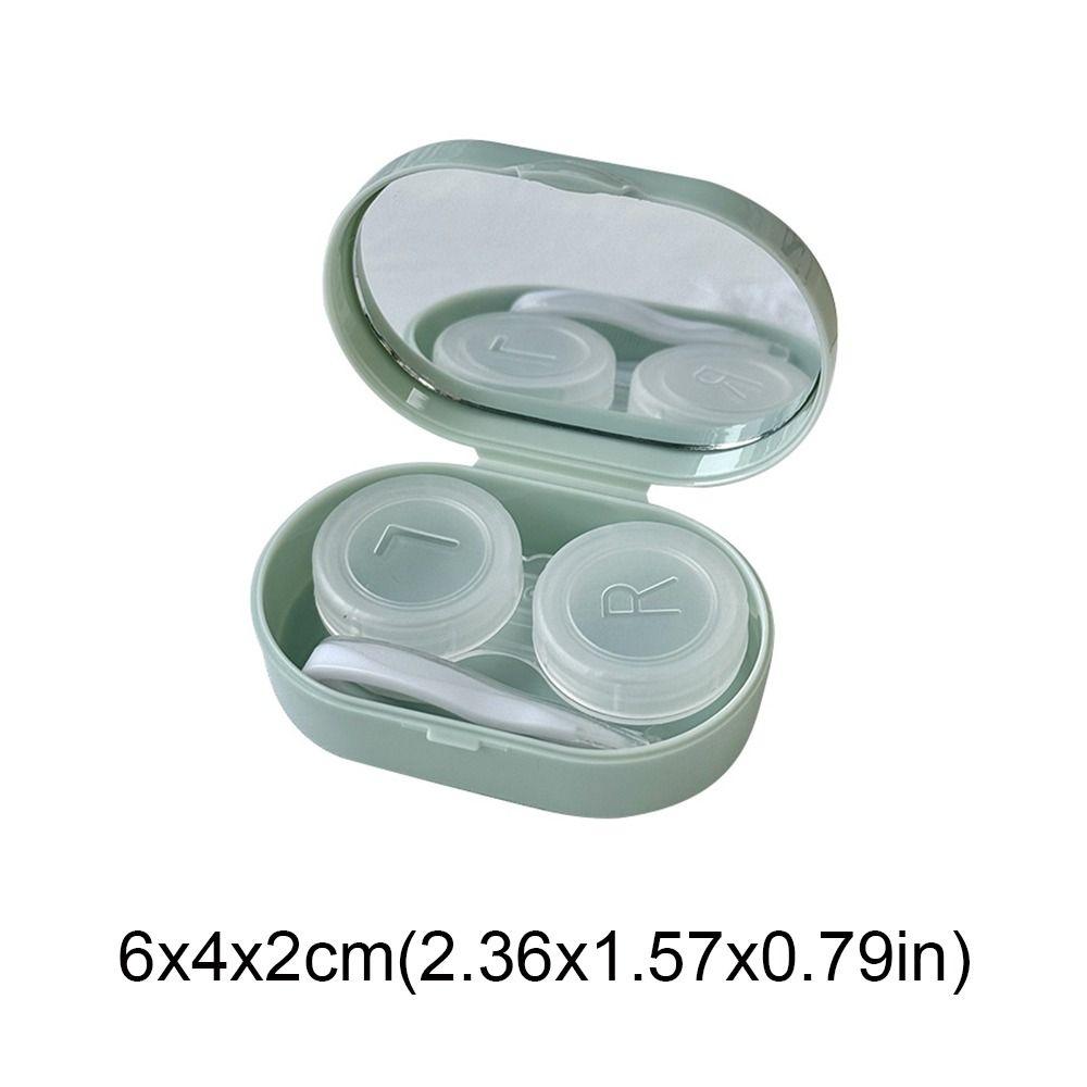 With Mirror Eye Care Kit Creamy Color Storage Box Portable Contact Lens Case For Women