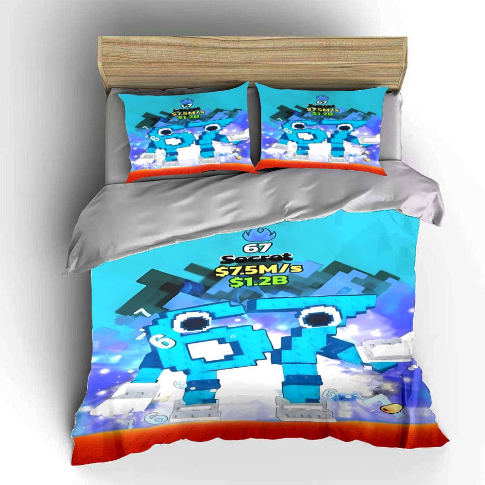 "Pixel Blue Character Bedding" Bedding Duvet Cover Set Duvet Cover Pillowcases (1 * Duvet Cover 2 * Pillowcases, without duvet insert)