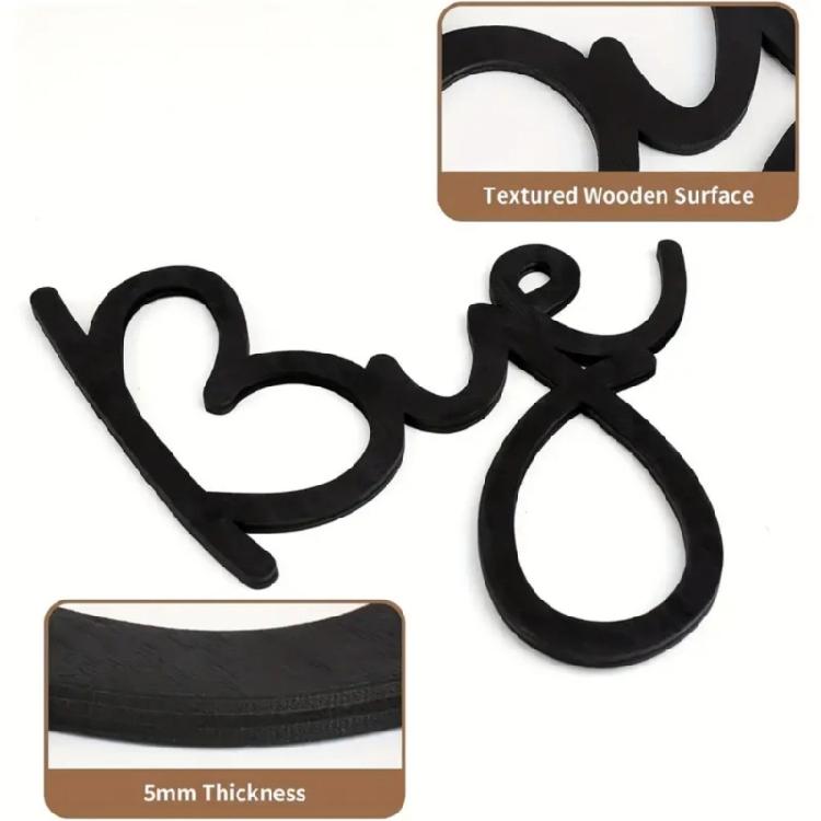 1 Set Love You Bye Wood Sign Black Wall Plaques Decors for Couples and Family Front Door Entryway Aesthetic Decoration